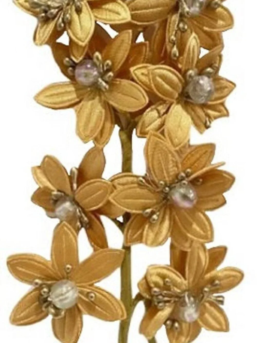Satin Flowers with Clear Pearls on Stem Craft Party Supplies Corsage Flower Stem